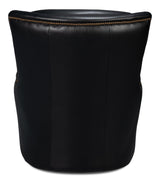 Sarreid Baker Leather Swivel Chair  Onyx Black