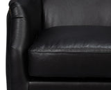 Sarreid Baker Leather Swivel Chair  Onyx Black