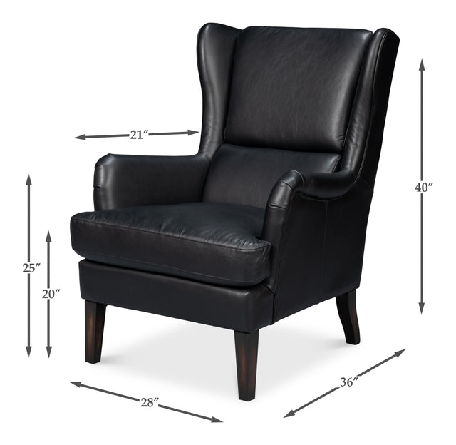 Sarreid Elite Wing Lounge Chair  Onyx Black