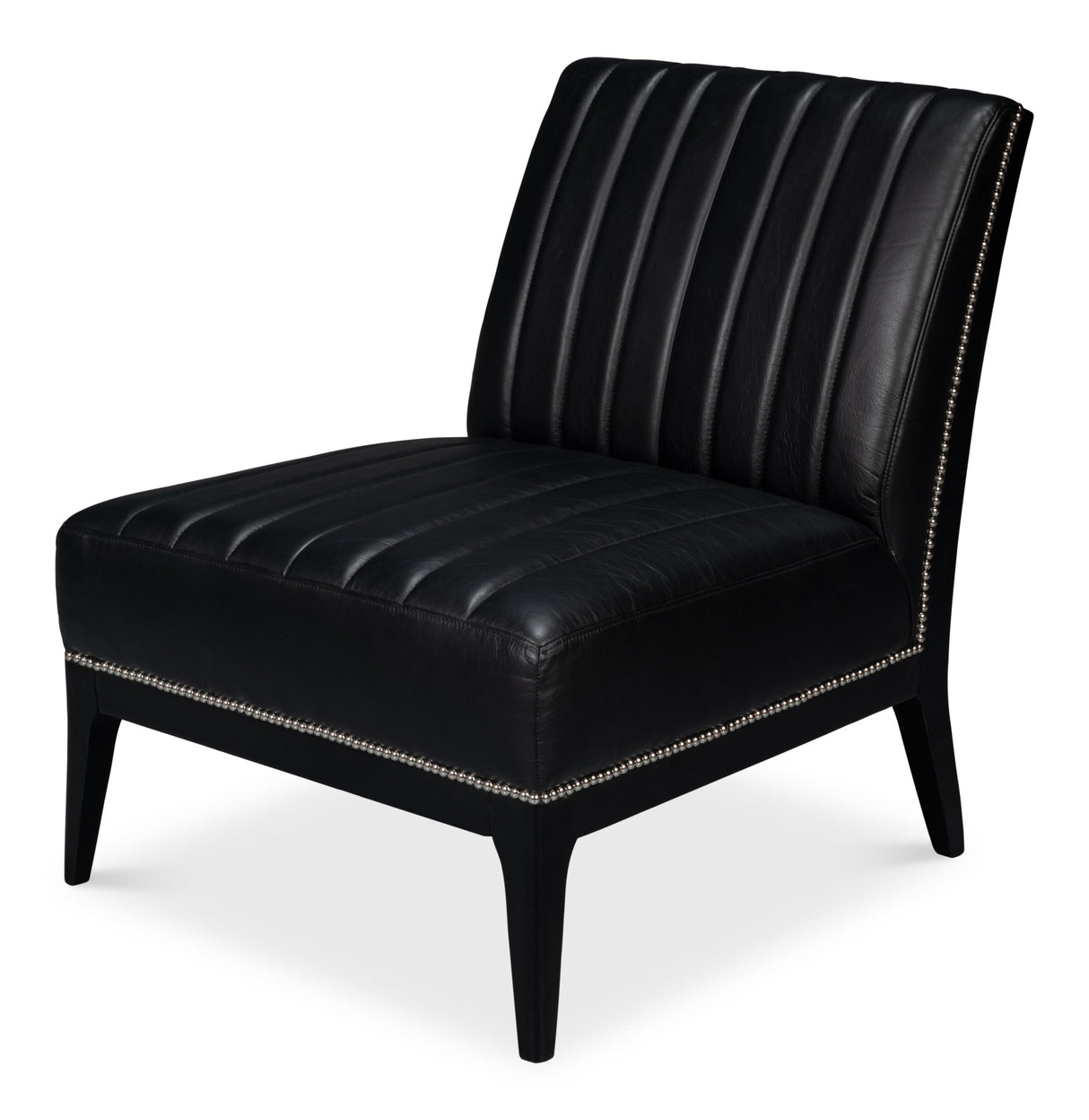 Sarreid Agave Slipper Chair Distilled Lthr  Blk