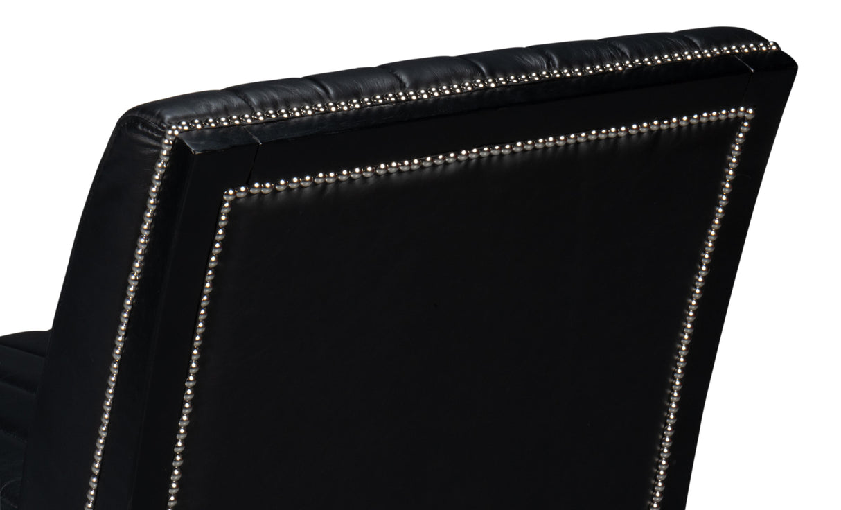 Sarreid Agave Slipper Chair Distilled Lthr  Blk