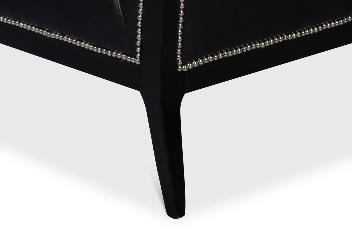 Sarreid Agave Slipper Chair Distilled Lthr  Blk