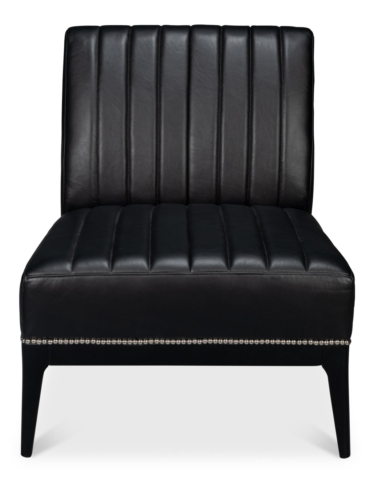 Sarreid Agave Slipper Chair Distilled Lthr  Blk