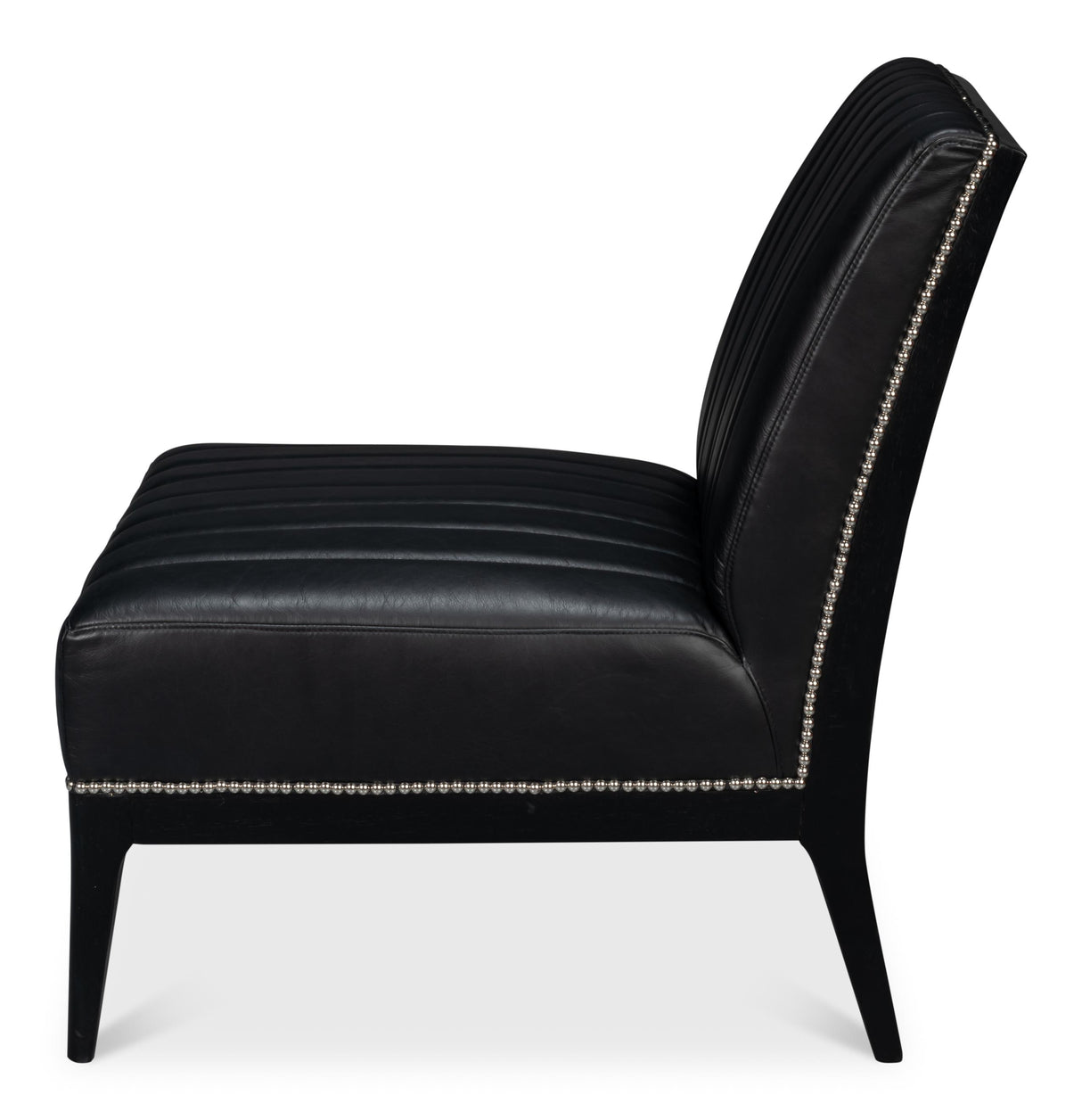 Sarreid Agave Slipper Chair Distilled Lthr  Blk