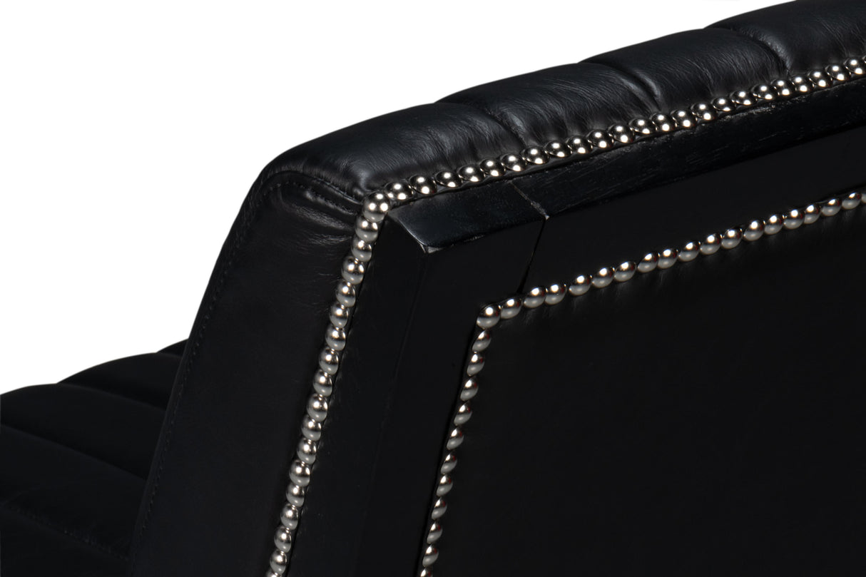 Sarreid Agave Slipper Chair Distilled Lthr  Blk