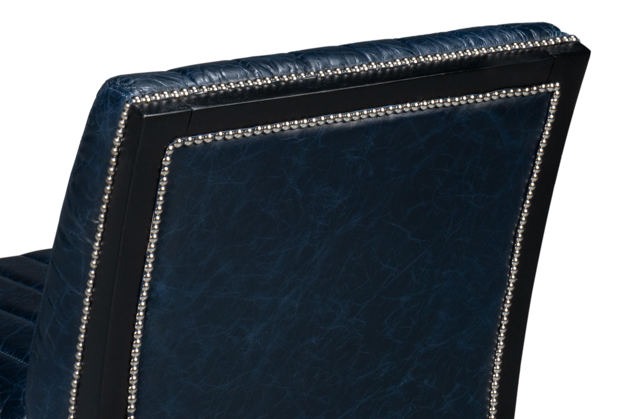 Sarreid Agave Slipper Chair Distilled Lthr  Blue