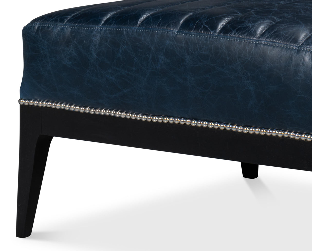 Sarreid Agave Slipper Chair Distilled Lthr  Blue