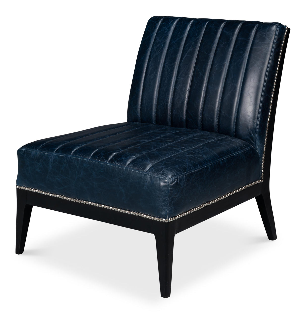 Sarreid Agave Slipper Chair Distilled Lthr  Blue