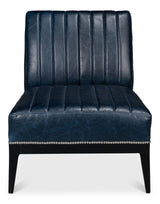 Sarreid Agave Slipper Chair Distilled Lthr  Blue