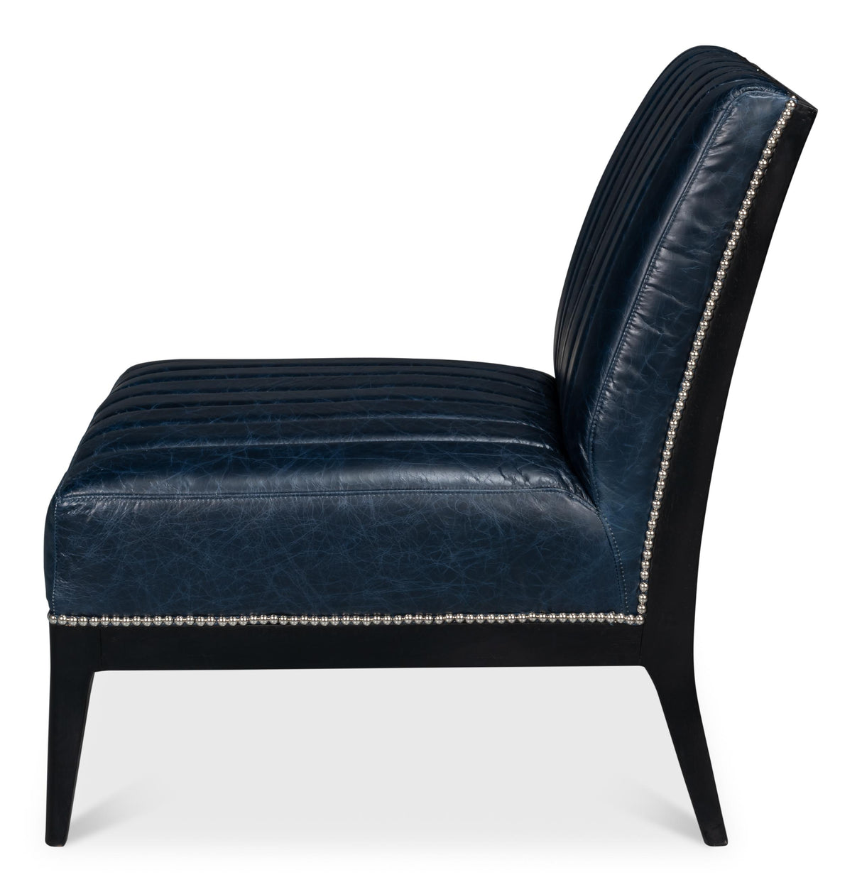 Sarreid Agave Slipper Chair Distilled Lthr  Blue