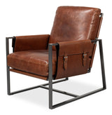 Sarreid Edmonds Distilled Leather Chair Brown
