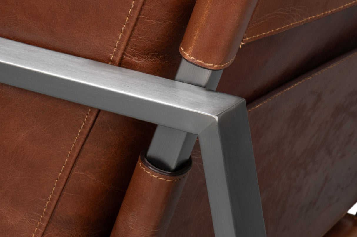 Sarreid Edmonds Distilled Leather Chair Brown