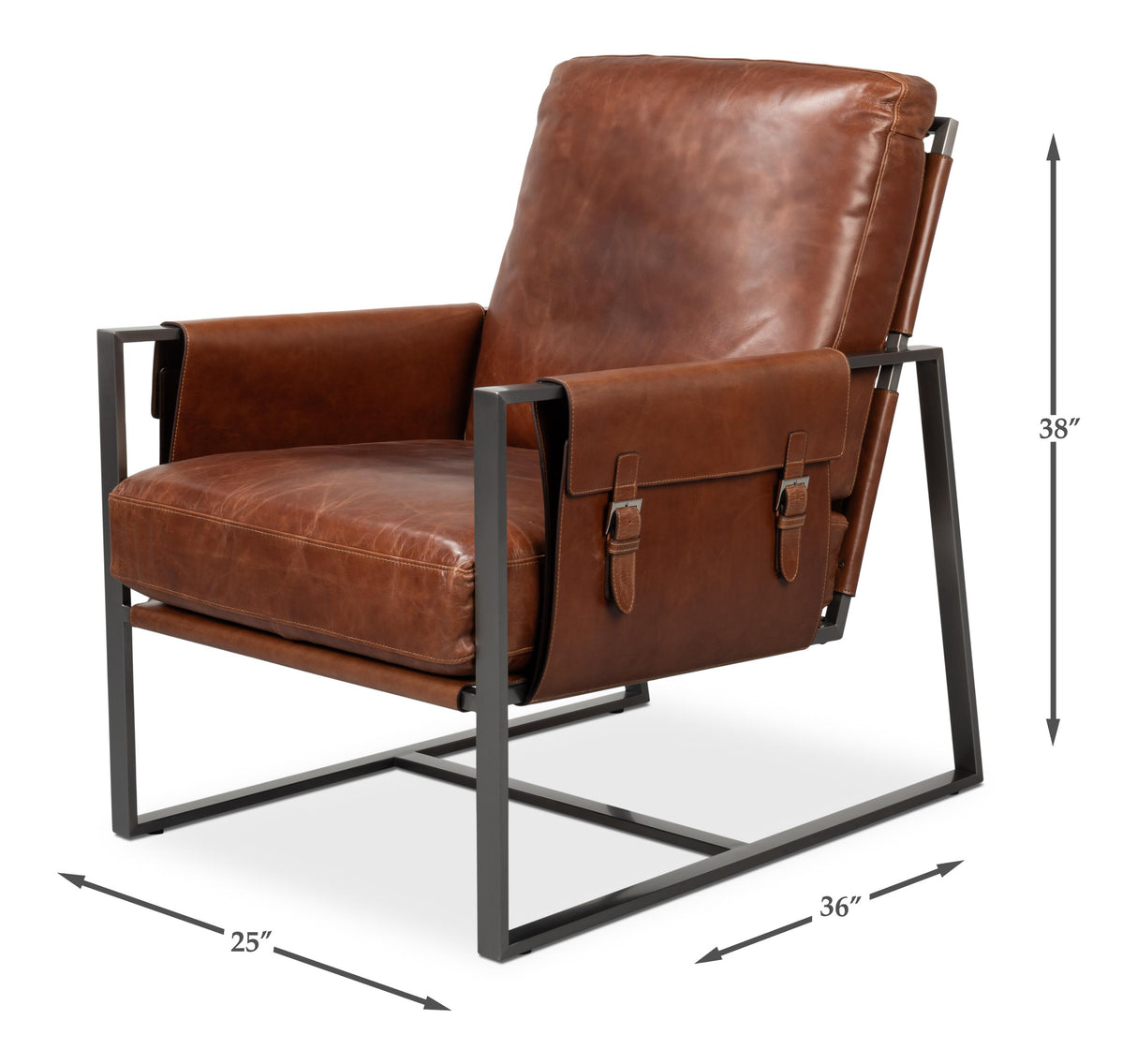 Sarreid Edmonds Distilled Leather Chair Brown