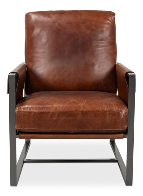 Sarreid Edmonds Distilled Leather Chair Brown