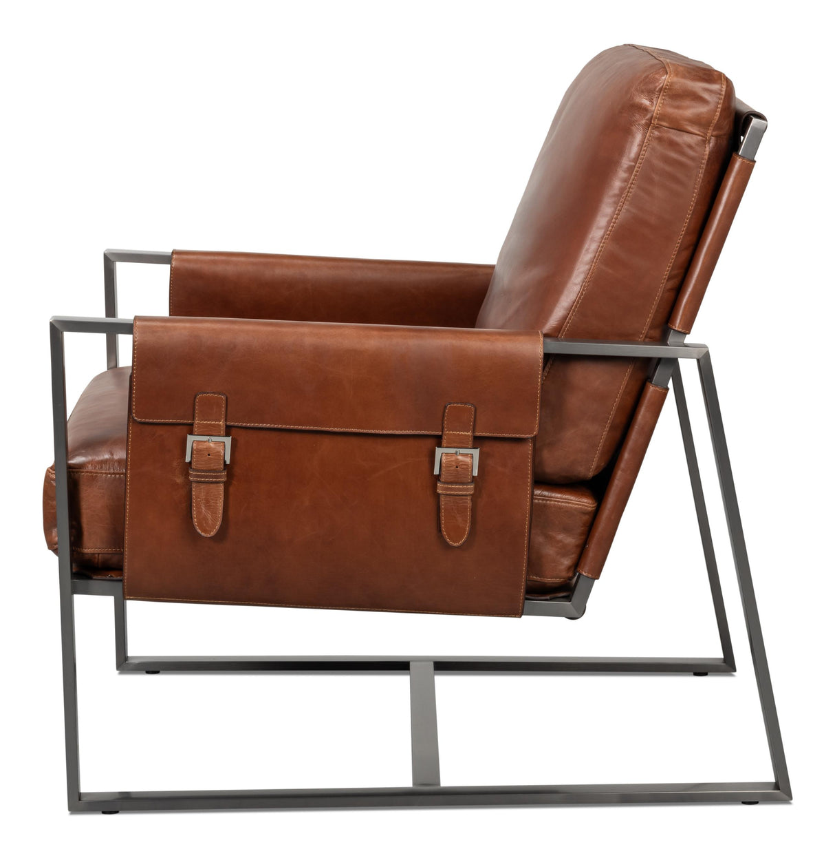 Sarreid Edmonds Distilled Leather Chair Brown