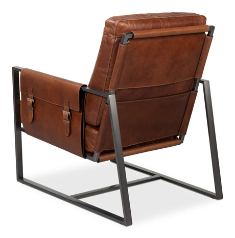 Sarreid Edmonds Distilled Leather Chair Brown
