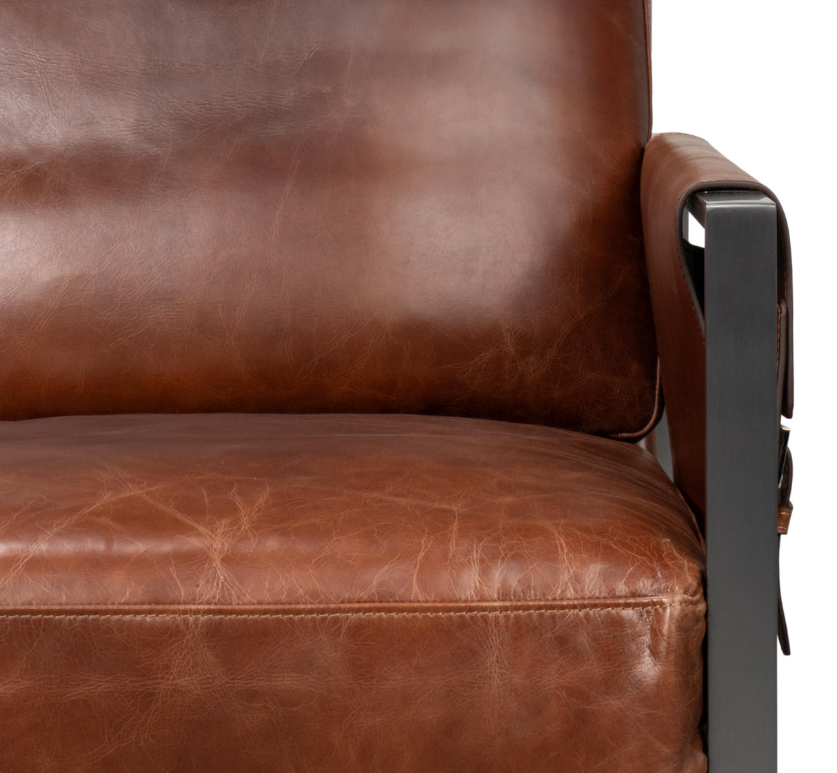 Sarreid Edmonds Distilled Leather Chair Brown