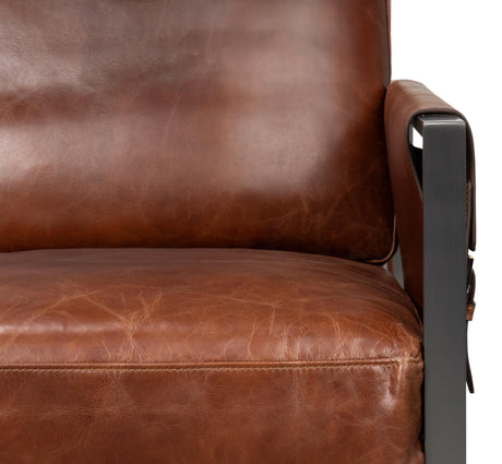 Sarreid Edmonds Distilled Leather Chair Brown