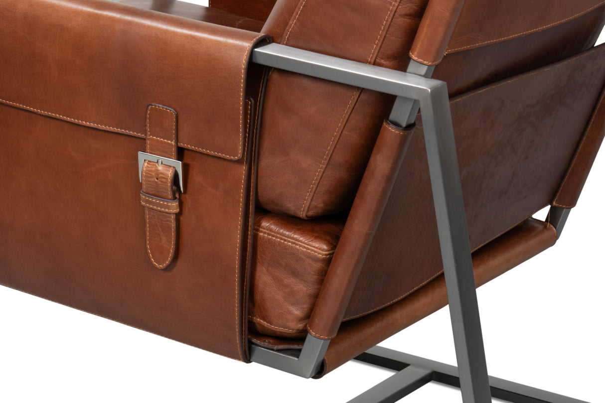 Sarreid Edmonds Distilled Leather Chair Brown