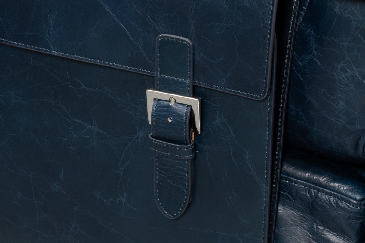 Sarreid Edmonds Distilled Leather Chair Blue