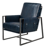Sarreid Edmonds Distilled Leather Chair Blue