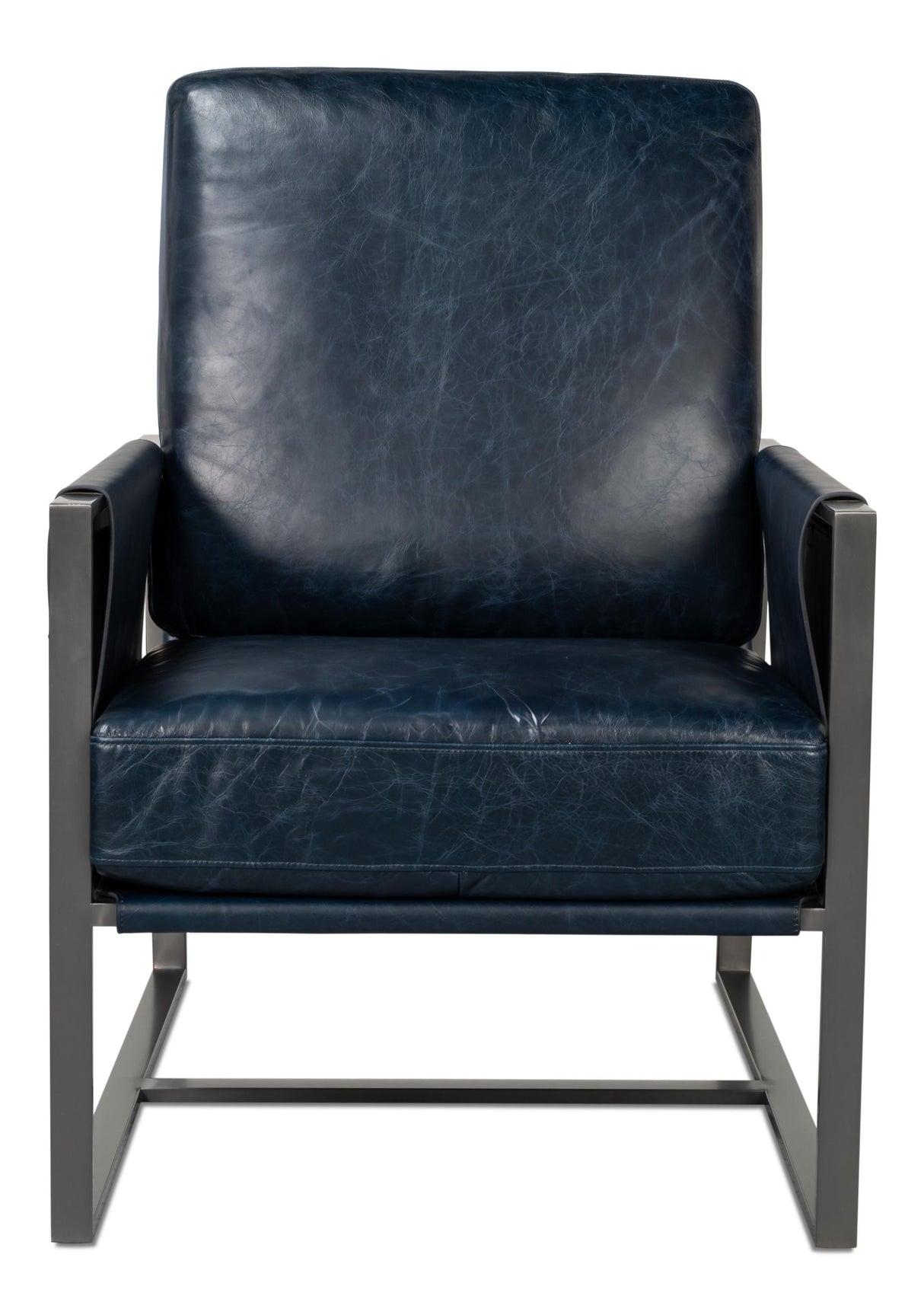 Sarreid Edmonds Distilled Leather Chair Blue
