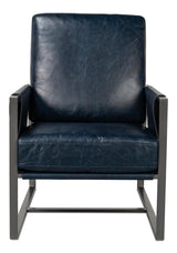 Sarreid Edmonds Distilled Leather Chair Blue
