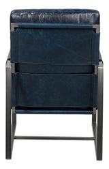 Sarreid Edmonds Distilled Leather Chair Blue