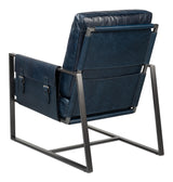 Sarreid Edmonds Distilled Leather Chair Blue