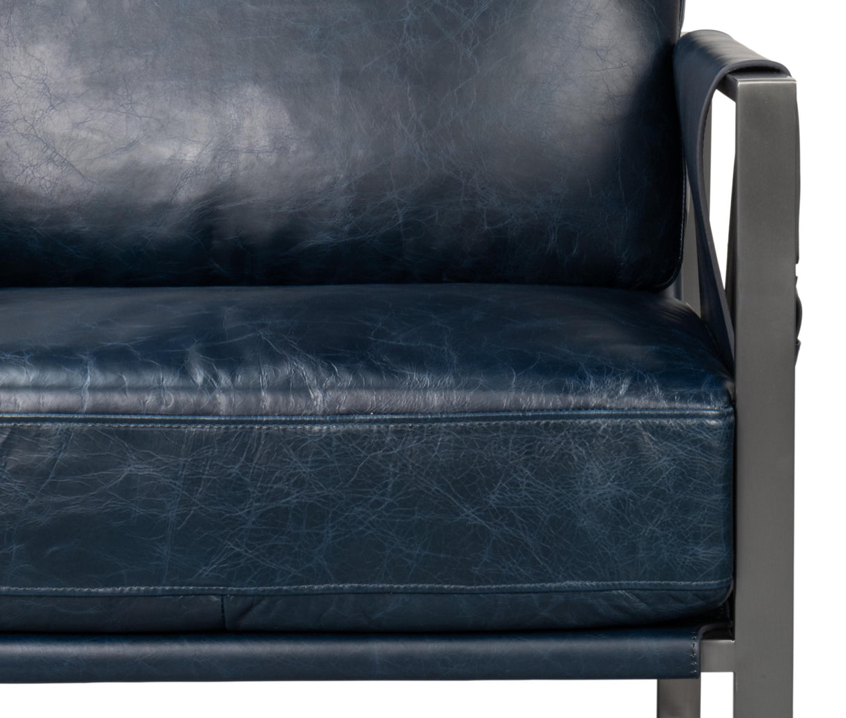 Sarreid Edmonds Distilled Leather Chair Blue