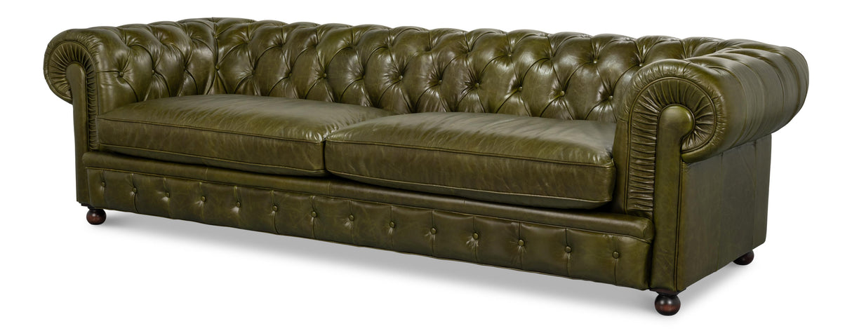 Sarreid Savile Leather Sofa  Green