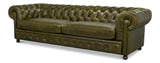 Sarreid Savile Leather Sofa  Green