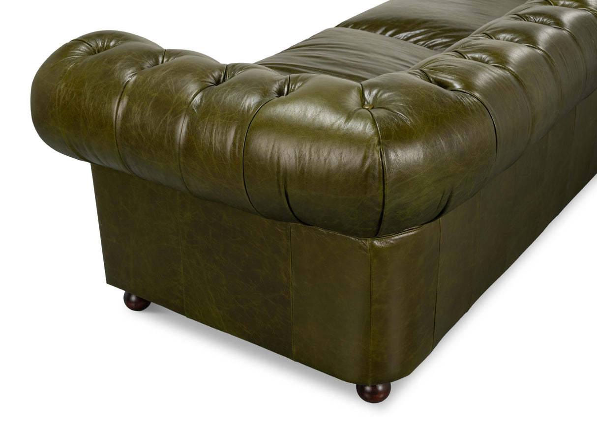 Sarreid Savile Leather Sofa  Green