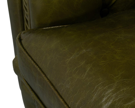 Sarreid Savile Leather Sofa  Green