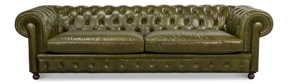 Sarreid Savile Leather Sofa  Green
