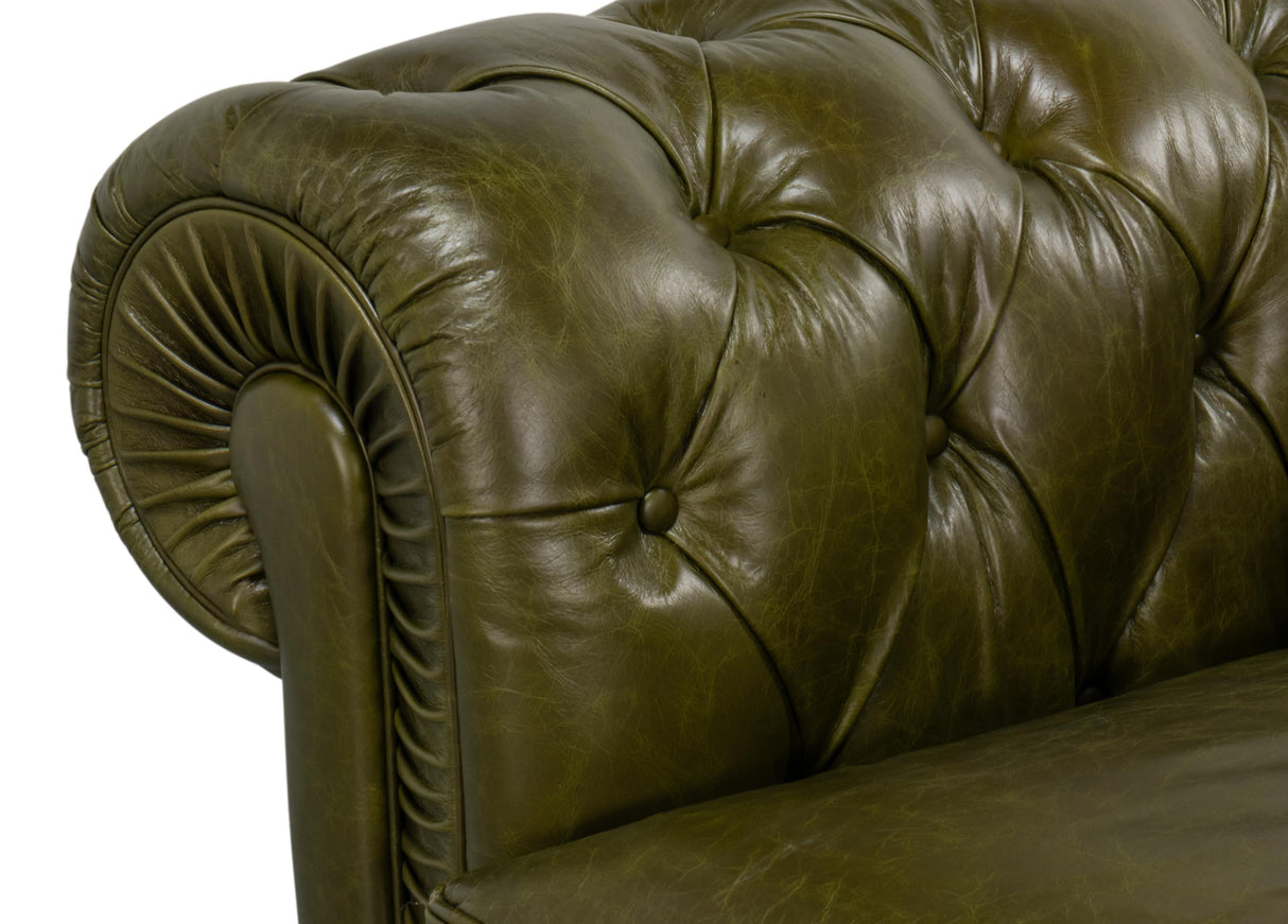 Sarreid Savile Leather Sofa  Green