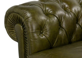 Sarreid Savile Leather Sofa  Green