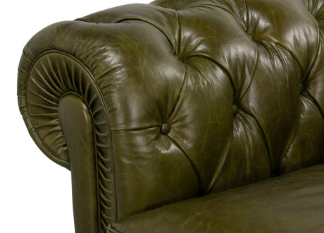 Sarreid Savile Leather Sofa  Green