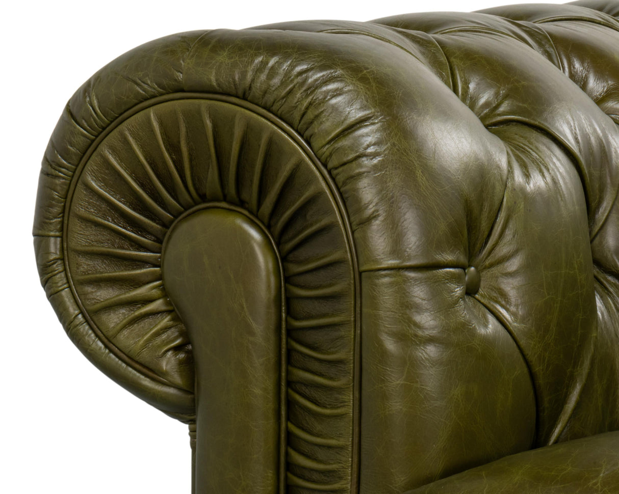Sarreid Savile Leather Sofa  Green