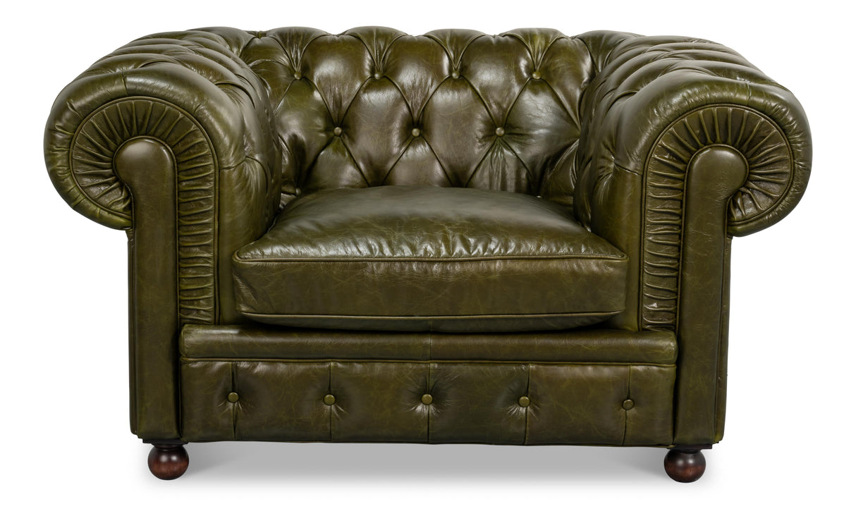 Sarreid Savile Leather Chair Green