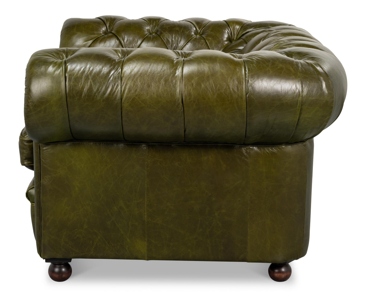 Sarreid Savile Leather Chair Green