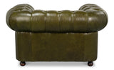 Sarreid Savile Leather Chair Green