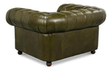 Sarreid Savile Leather Chair Green