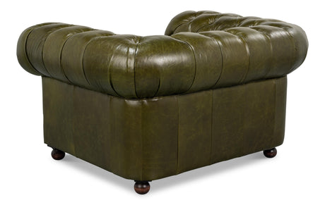 Sarreid Savile Leather Chair Green