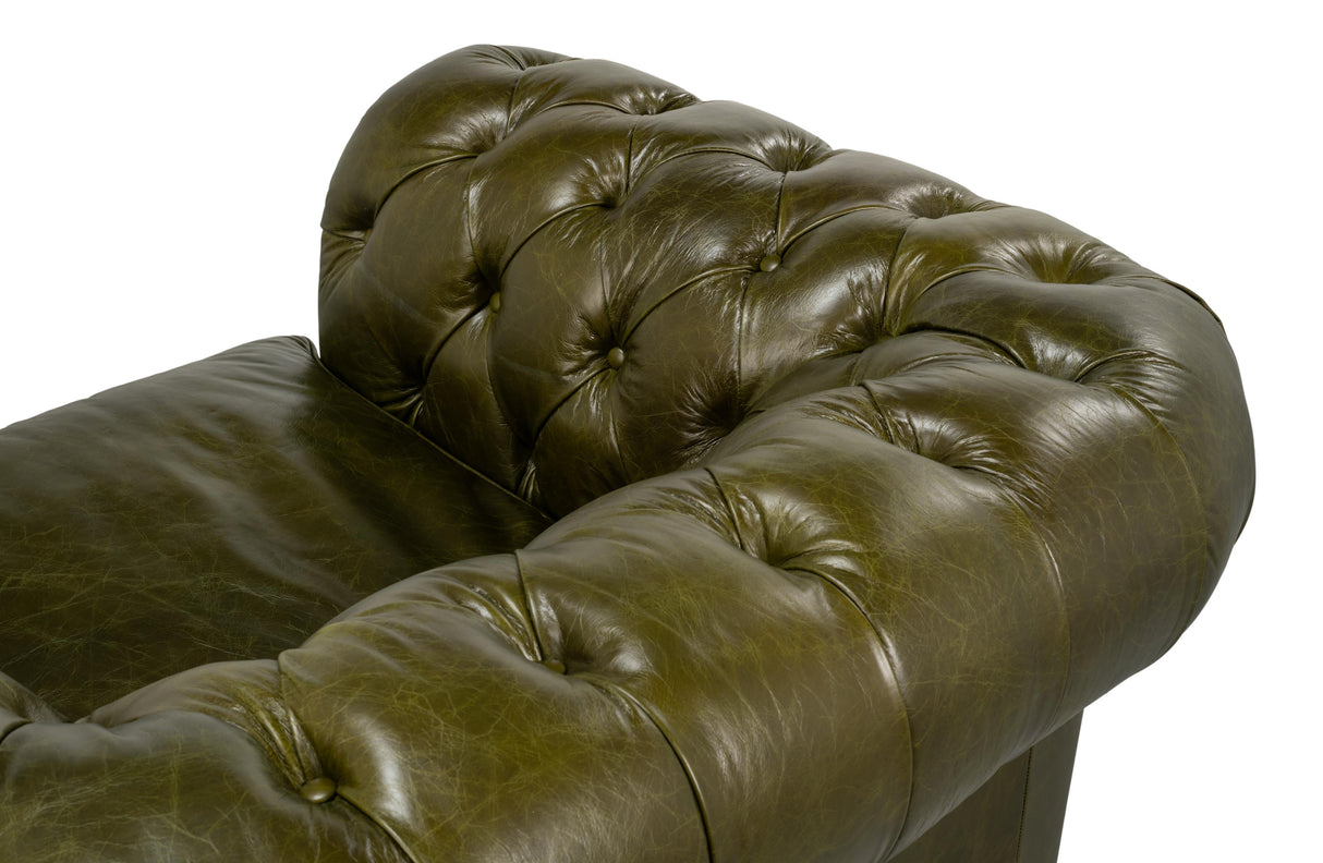 Sarreid Savile Leather Chair Green
