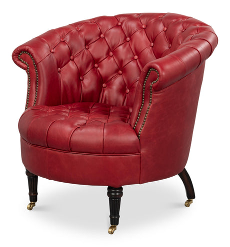Sarreid Bastian Armchair  New Rouge Leather