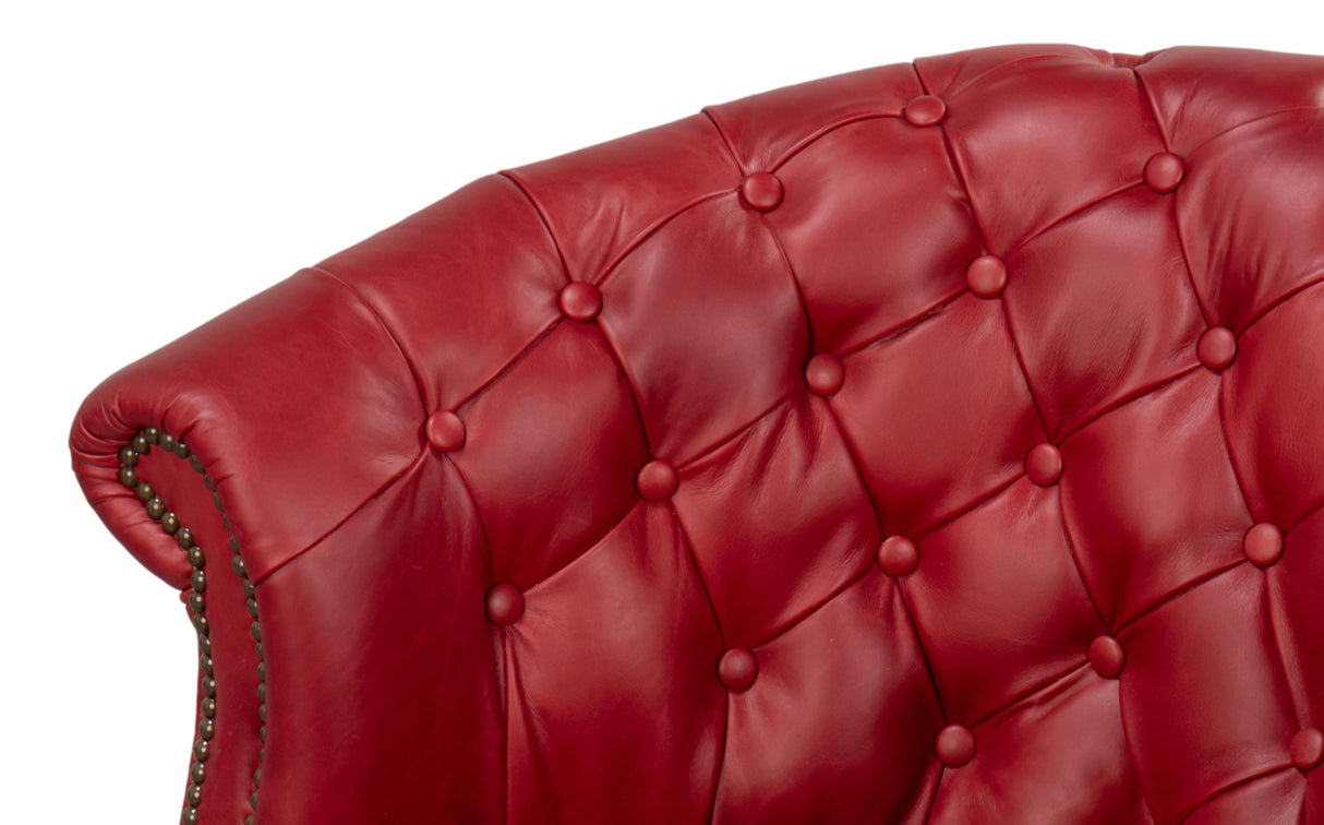 Sarreid Bastian Armchair  New Rouge Leather