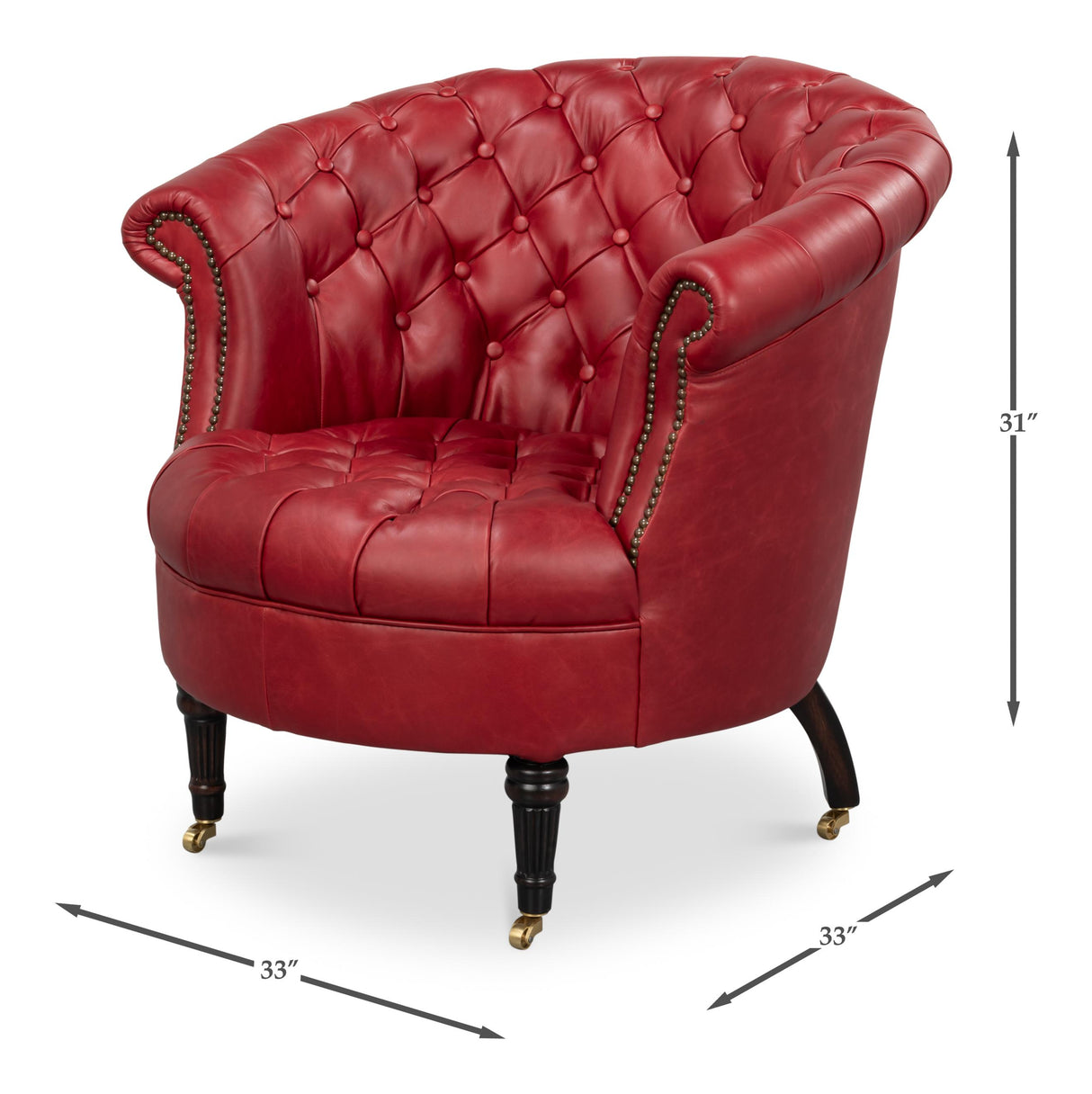 Sarreid Bastian Armchair  New Rouge Leather