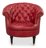 Sarreid Bastian Armchair  New Rouge Leather