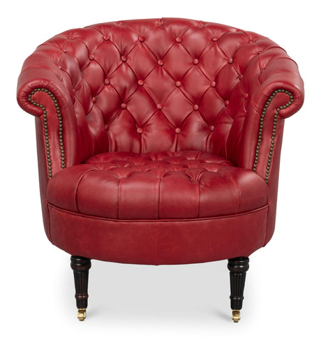 Sarreid Bastian Armchair  New Rouge Leather